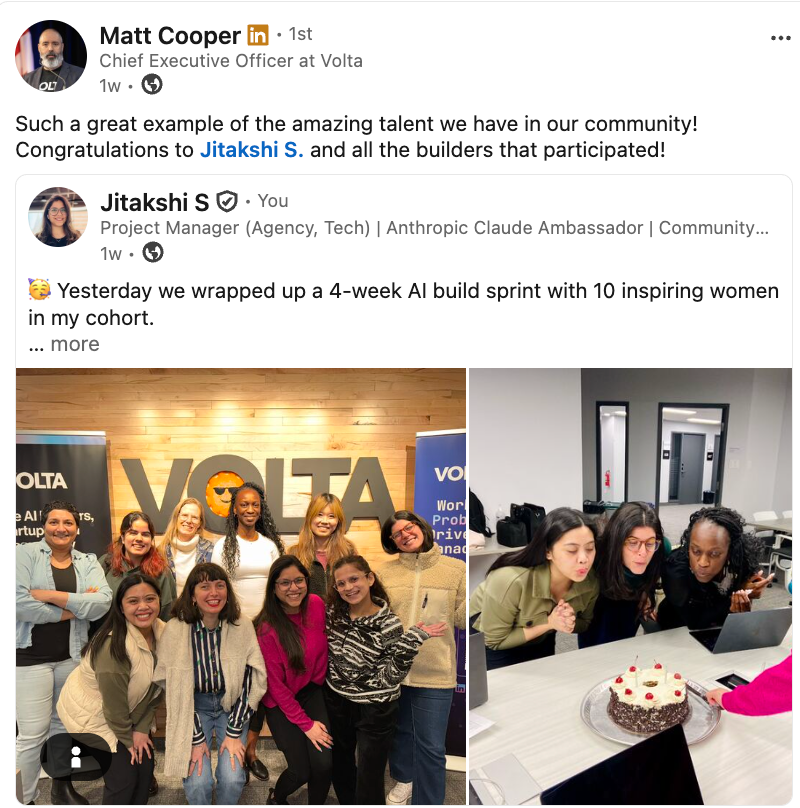 Matt Cooper, CEO of Volta, endorsing the sprint